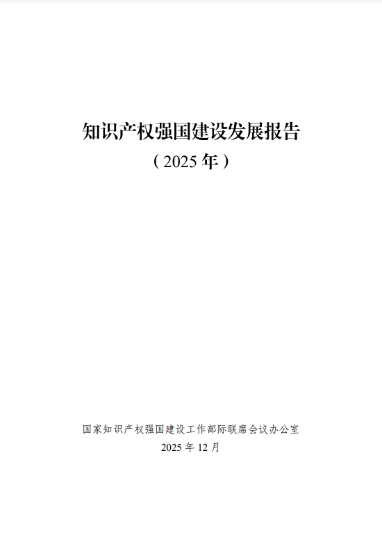 国家知识产权强国建设工作部际联席会议办公室发布《知识产权强国建设发展报告（2025年）》